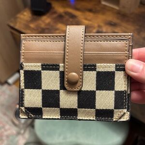 Checkered canvas Card Holder Wallet